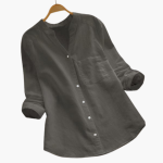 Loose-Fitting Blouse for Women - Long Sleeve, Stand-Up Collar & Casual - Image 6