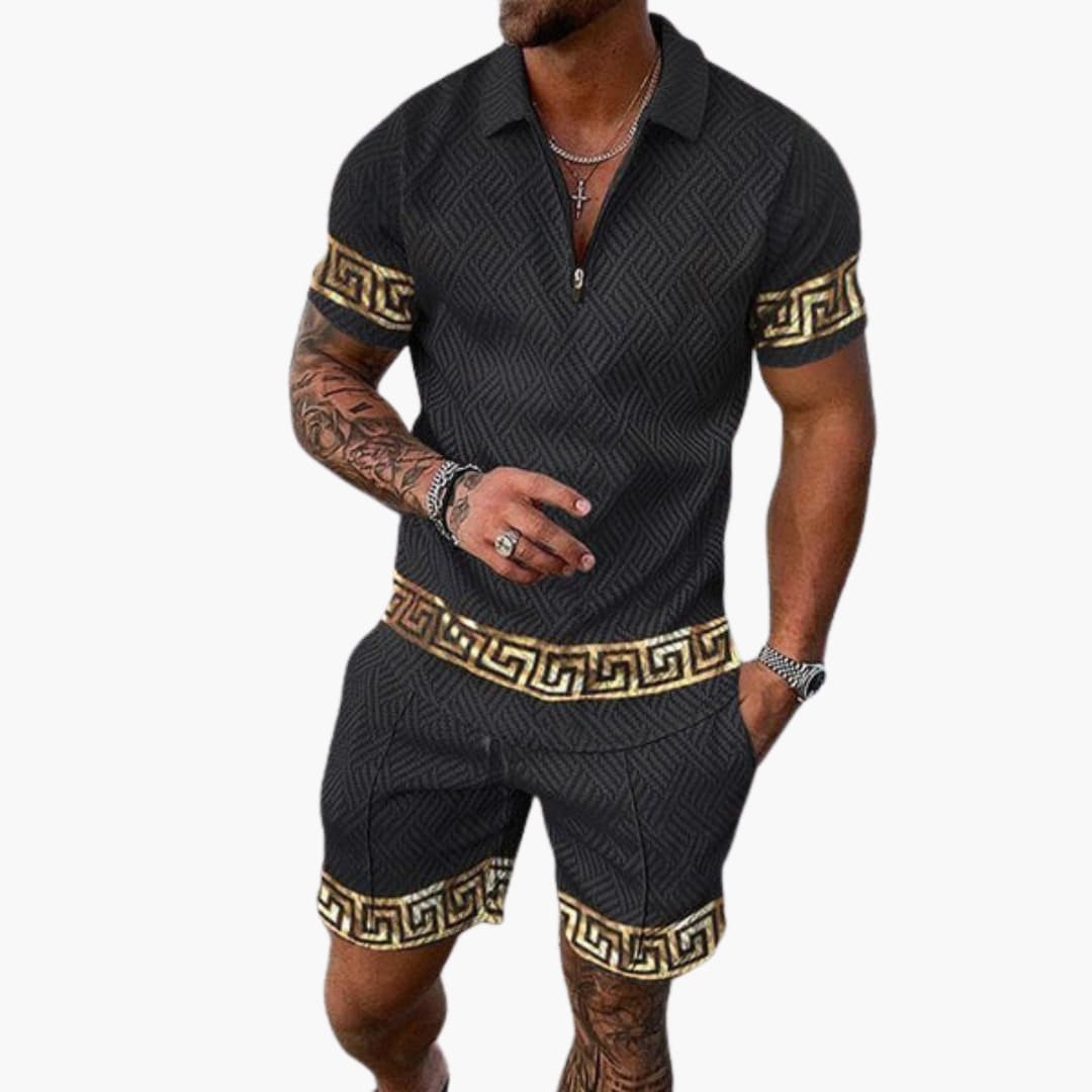 Untitleddesign_1_993fc5d5-0172-4ad4-8d00-41d67755a7e5.jpg Two-Piece Summer Set for Men with Half-Zip and Decorative Cuffs - Image 1
