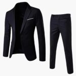 Men's Summer Suit Two-Piece with Lapel and Flat Front Trousers