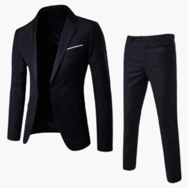 Men's Summer Suit Two-Piece with Lapel and Flat Front Trousers