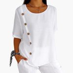 Women's Short Sleeve Blouse with Side Buttons - Image 3