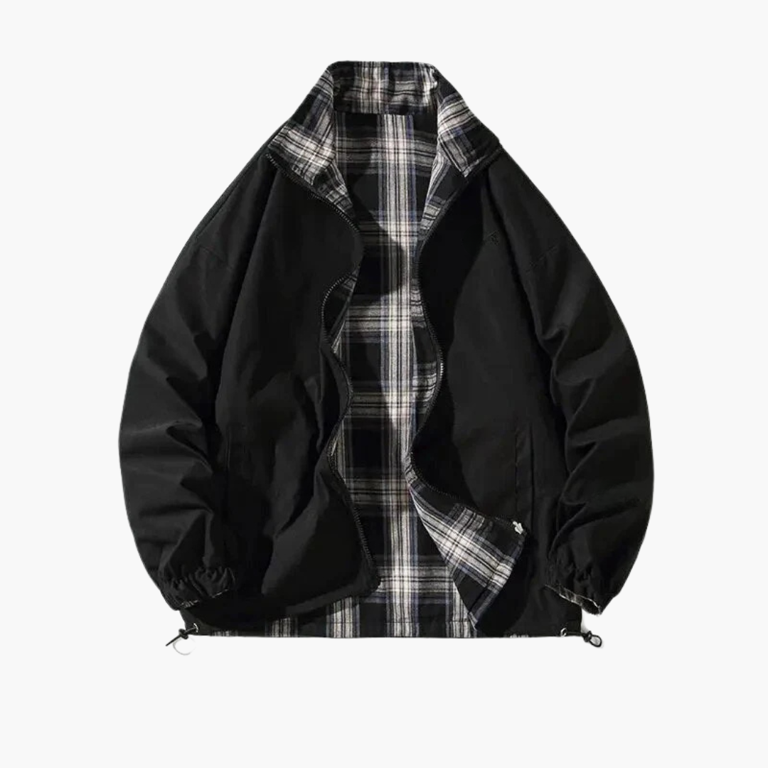 Untitleddesign_cd4ef765-6b2d-4109-9008-d58ac1acc9f5_cleanup.png Men's Bomber Jacket with Zipper and Checked Lining - Image 1