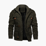 Men’s Utility Jacket with Hood and Zipper Front