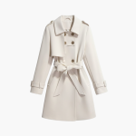 Women’s White Trench Coat with Belt