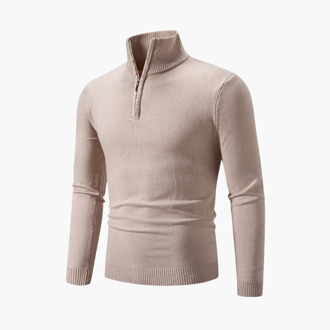 Wilfred_Smith_ff6393e2-01ca-4165-8d03-e44187f8ca86.png Men’s Sweater with Half-Zip Neckline and Ribbed Hem - Image 1
