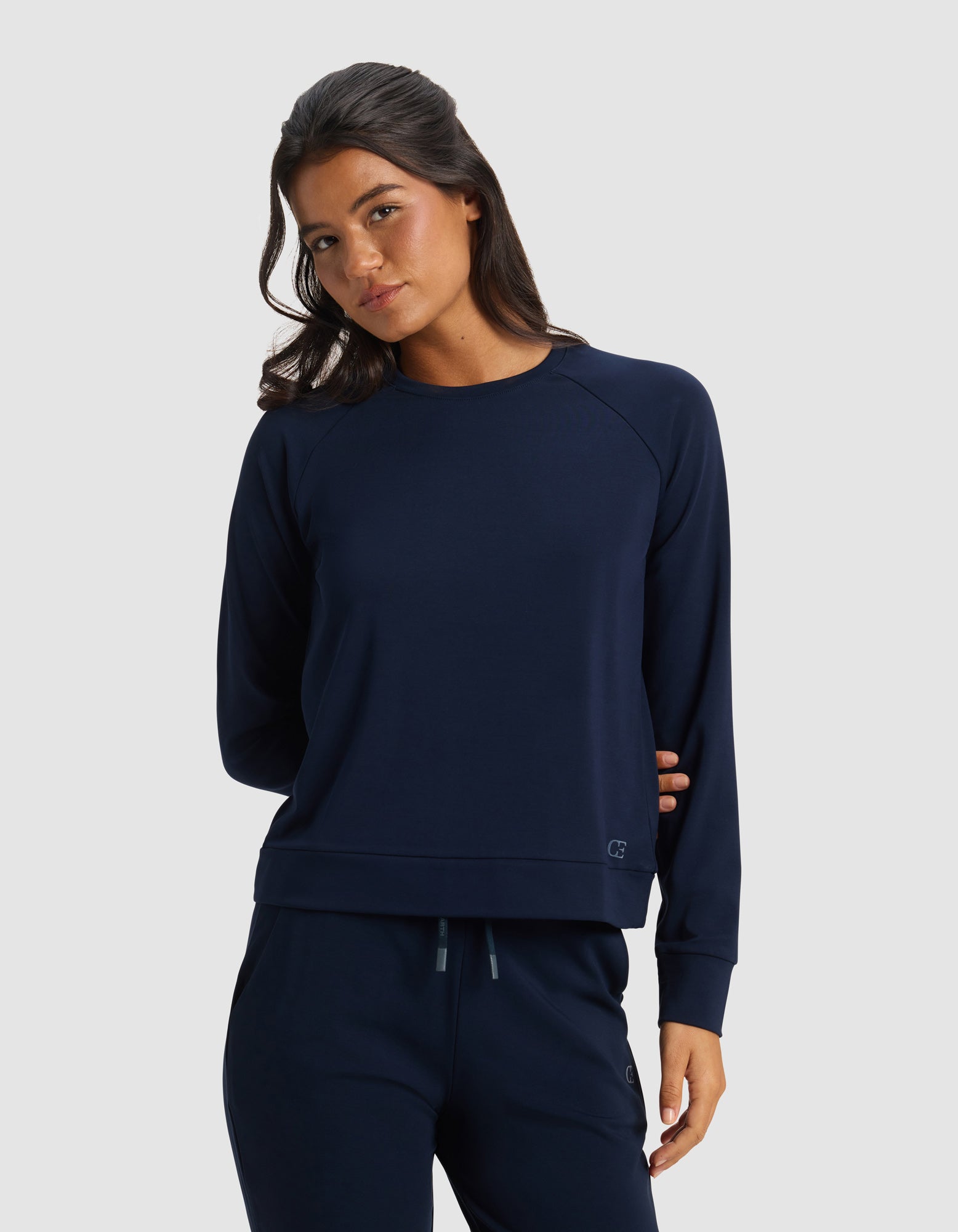 Women_Bamboo_Ultra-Soft_Raglan_Pullover_Crew_Navy_1.jpg Women's Brushed Bamboo Pullover Crew - Image 1