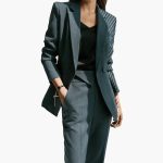 Women’s Blazer Set with Structured Fit and Straight Trousers - Image 3