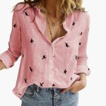 Women’s Blouse with Button Front and Long Sleeves - Image 2