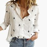 Women’s Blouse with Button Front and Long Sleeves - Image 9