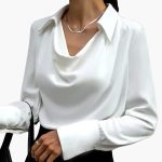 Women’s Blouse with Cowl Neck and Long Sleeves - Image 4