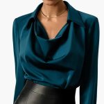 Women’s Blouse with Cowl Neck and Long Sleeves - Image 3