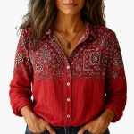 Women’s Button-Down Shirt with Classic Collar and Long Sleeves - Image 2