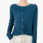 Women’s Button Front Cardigan with Round Neck and Long Sleeves - Image 4