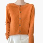 Women’s Button Front Cardigan with Round Neck and Long Sleeves - Image 3