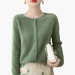 Women’s Button Front Cardigan with Round Neck and Long Sleeves - Image 5