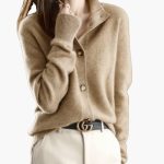 Women’s Cardigan with Button Front and High Neckline - Image 3
