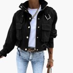 Women’s Cropped Jacket with Flap Pockets - Image 2