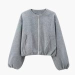 Women’s Cropped Jacket with Zipper Closure - Image 2