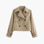 Women’s Cropped Trench Coat with Double Buttons