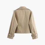 Women’s Cropped Trench Coat with Double Buttons - Image 2
