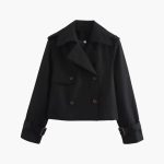 Women’s Cropped Trench Coat with Double Buttons - Image 4