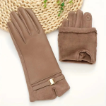 Women’s Full Finger Gloves with Lined Interior and Decorative Strap - Image 6