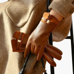 Women’s Full Finger Gloves with Lined Interior and Decorative Strap - Image 3