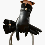 Women’s Full Finger Gloves with Lined Interior and Decorative Strap - Image 5