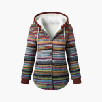 Women’s Hooded Cardigan with Striped Knit