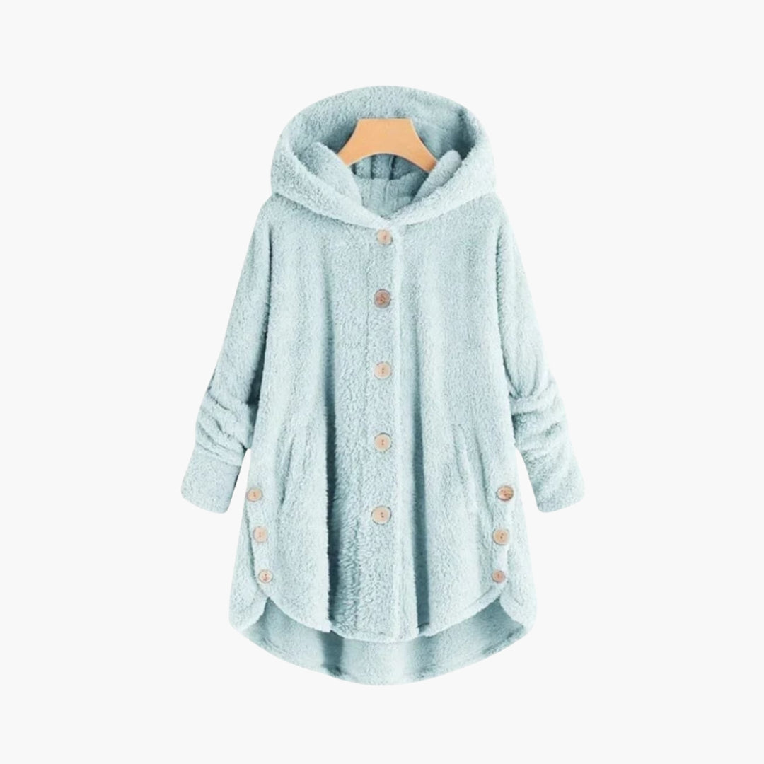 Women_sHoodedJacketwithButtonClosureandRoundedHem.jpg Women's Hooded Jacket with Button Closure and Rounded Hem - Image 1