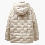 Women’s Hooded Puffer Jacket with Quilted Surface and Front Snap Closure - Image 3
