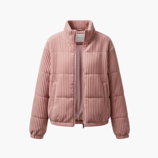 Women’s Jacket with Ribbed Surface and Zipper