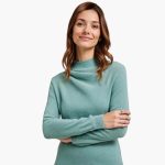 Women’s Sweater with Draped Neckline and Ribbed Cuffs - Image 3