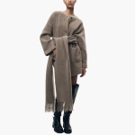 Women’s Knit Cardigan with Button Closure and Attached Scarf - Image 5