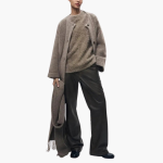 Women’s Knit Cardigan with Button Closure and Attached Scarf - Image 6