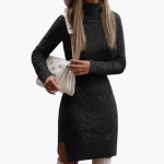 Women’s Knit Dress with Turtleneck and Long Sleeves - Image 5