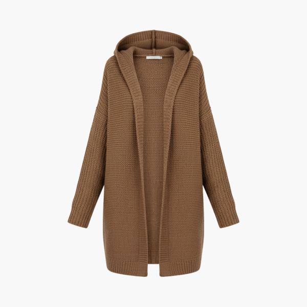 Women’s Knitted Cardigan with Hood and Open Front