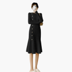 Women’s Knitted Dress with Long Sleeves and Side Buttons - Image 8