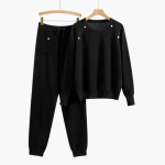 Women’s Knitted Lounge Set with Long Sleeves and Drawstring Trousers - Image 4