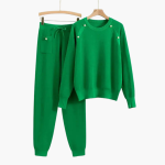 Women’s Knitted Lounge Set with Long Sleeves and Drawstring Trousers - Image 3