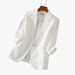 Women’s Linen Blazer with Roll-Up Sleeves - Image 2
