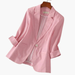 Women’s Linen Blazer with Roll-Up Sleeves - Image 5