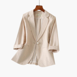 Women’s Linen Blazer with Roll-Up Sleeves - Image 3