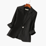 Women’s Linen Blazer with Roll-Up Sleeves - Image 4