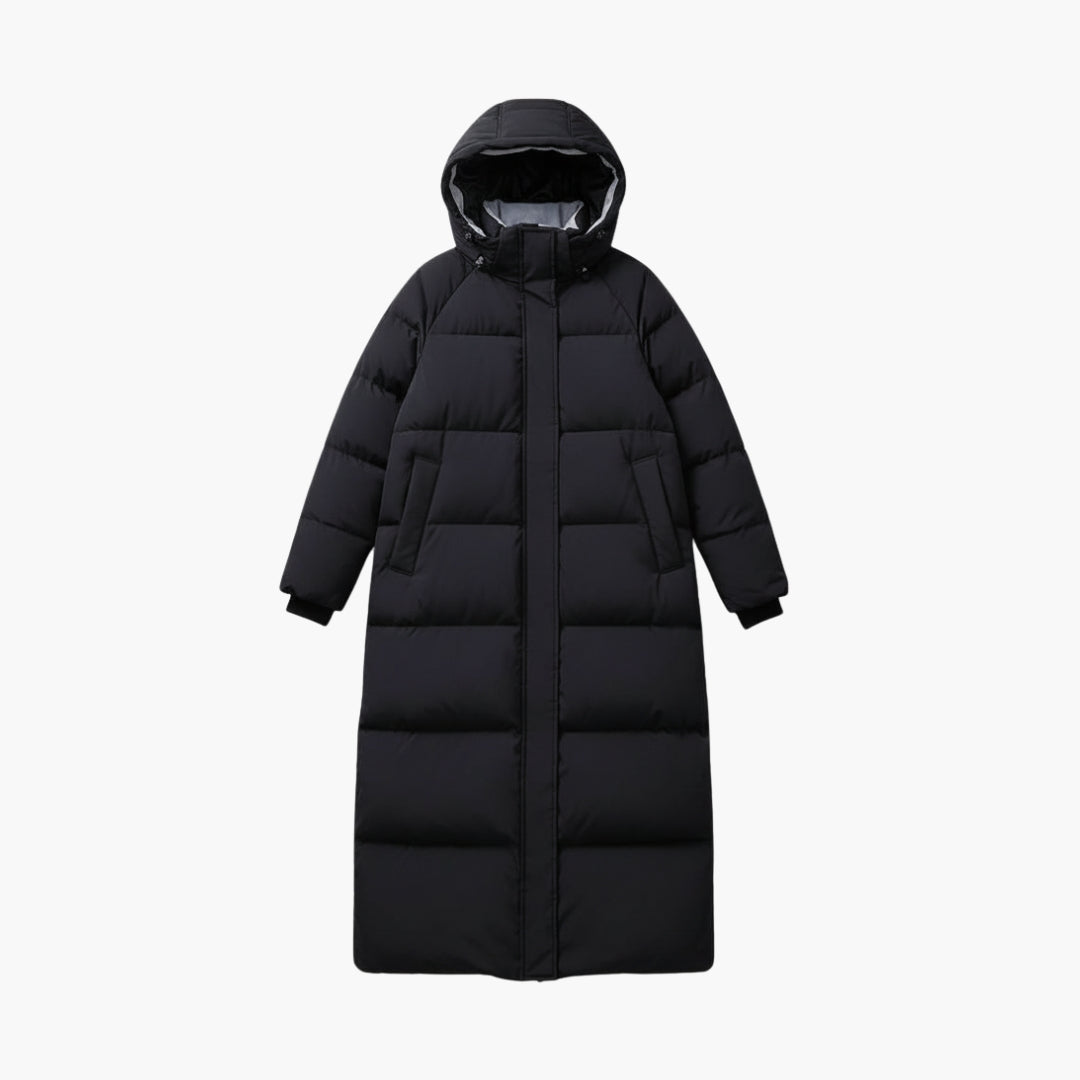 Women_sLongDownCoatwithHood.jpg Women’s Long Down Coat with Hood - Image 1