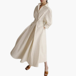Women’s Long Shirt Dress with Waist Detail and Button Front - Image 3