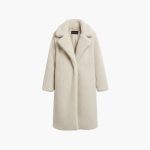 Women's Long Teddy Coat with Wide Collar and Pockets