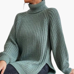 Women’s Loose-Fit Turtleneck Sweater with Long Sleeves and Ribbed Knit - Image 2