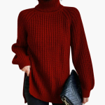Women’s Loose-Fit Turtleneck Sweater with Long Sleeves and Ribbed Knit - Image 4