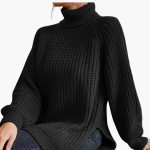 Women’s Loose-Fit Turtleneck Sweater with Long Sleeves and Ribbed Knit - Image 7